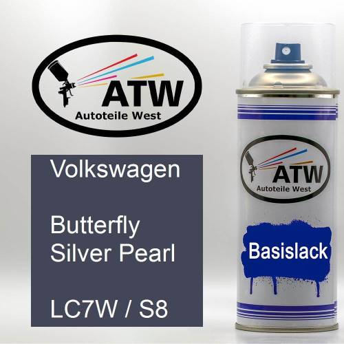 Volkswagen, Butterfly Silver Pearl, LC7W / S8: 400ml Sprühdose, von ATW Autoteile West.